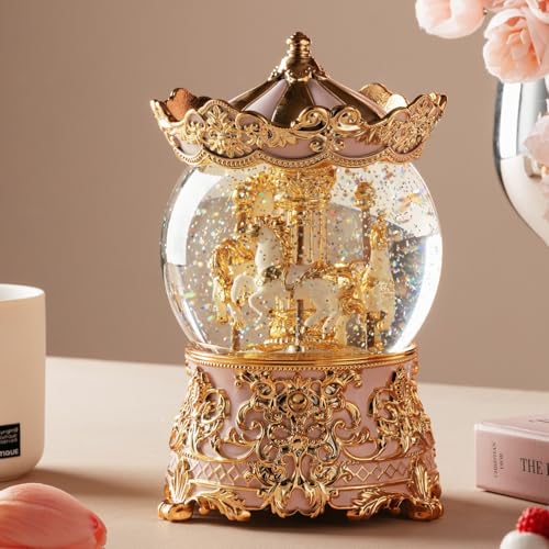 Carousel Music Box Princess Unicorn Musical Snow Globe for Girls ...