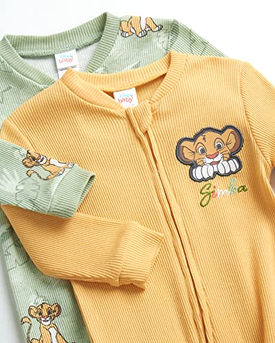 Disney Baby Boys' Mickey Mouse Romper - 2 Pack Sleep N' Play Footed Coveralls (0-9M), Size 6-9 Months, Lion King #TOP1