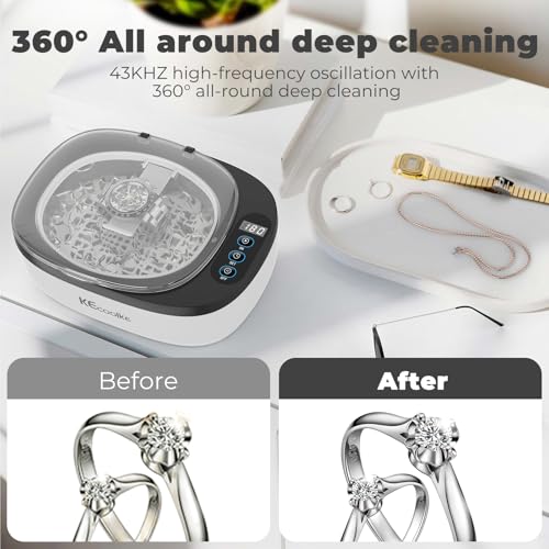 Kecoolke Ultrasonic Cleaner 750Ml Jewelry Sonic Cleaner With Digital Timer For Eyeglasses, Rings, Coins，Silver Ultrasonic Cleaner Solution For Gifts - 3