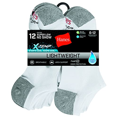 Hanes Mens X-Temp Lightweight No Show Socks, 12-Pair Pack Casual Sock, White, 6 12 Us #TOP2