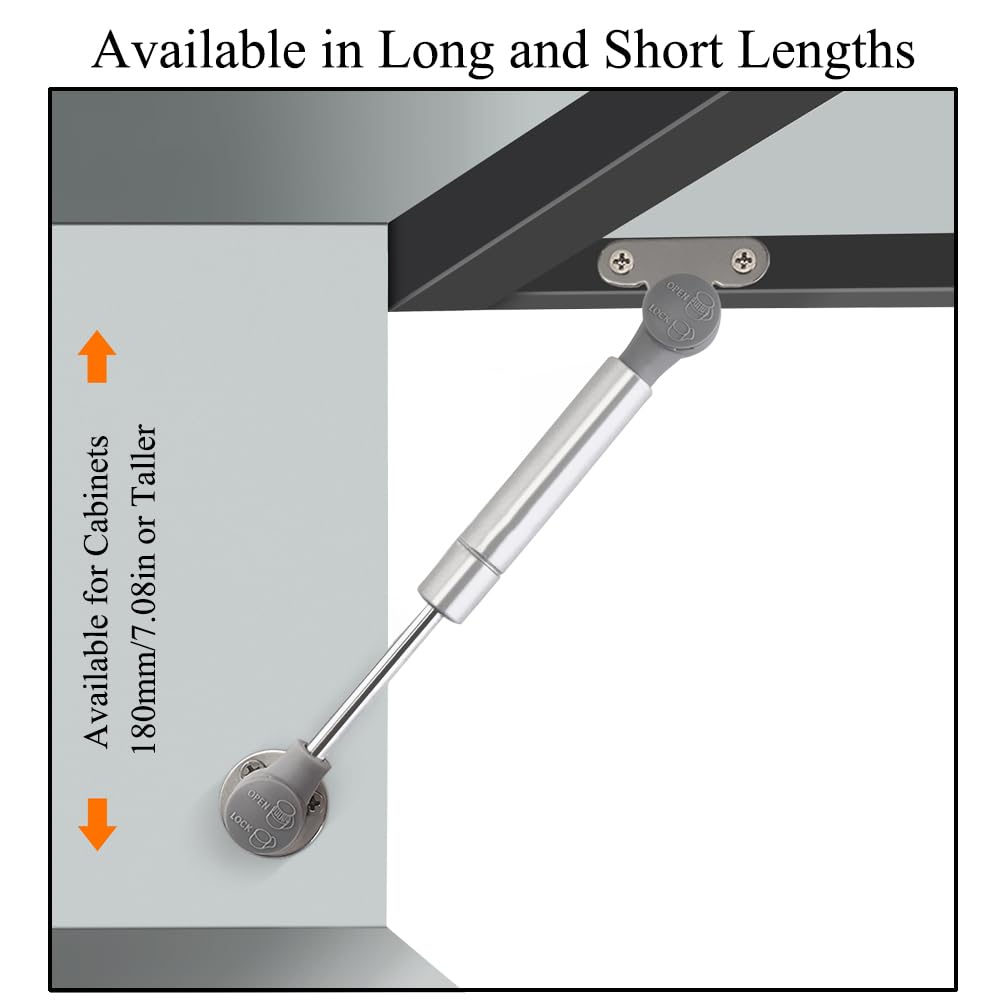 VOCOMO Soft Close Lid Support, 200N Gas Struts Heavy Duty Hinges Automatic Slow Lowering Safety
