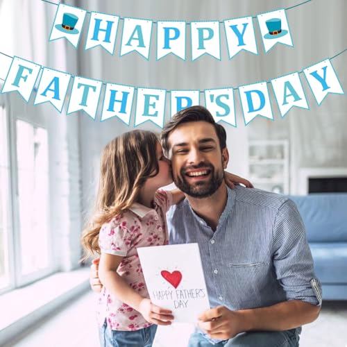 Image of Happy Father's Day Decorations Banner and Paper Fans Kits for Party Supplies, Dad Fathers Day Party Theme Event Celebration