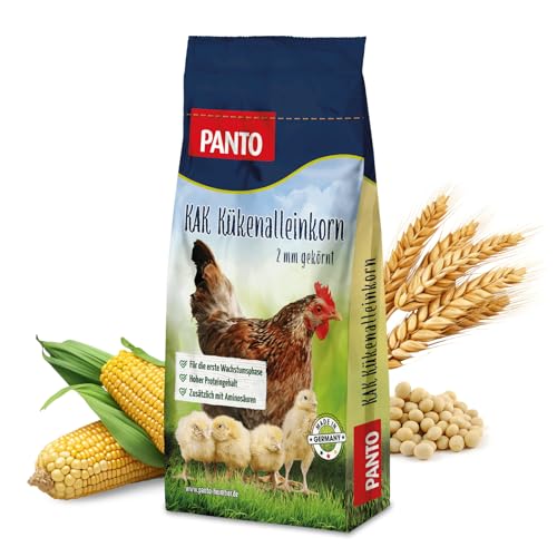 PANTO Hühnerfutter Kükenalleinkorn 10 kg gekörntes Kükenfutter (2mm) als Alleinfuttermittel für Küken proteinreiches Hühner-Futter