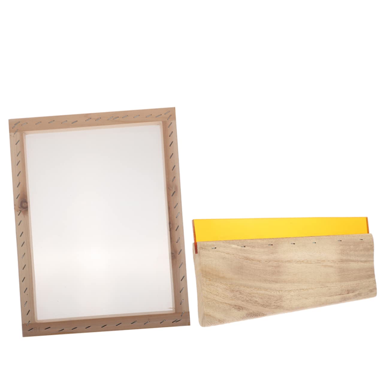 CORHAD 1Set Wooden Handle Ink Scraper for Board with Mesh Frame for Ink Application for Projects
