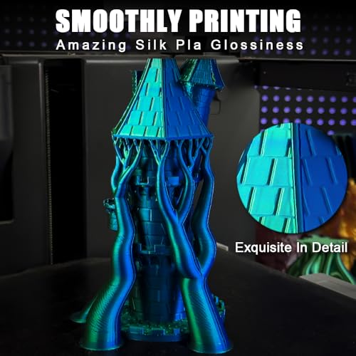 Image of PLA Filament 1.75mm, Silk PLA 3D Printer Filament, Dual Color Filament - Blue Green 1.75 PLA Filament- 2 in 1 Coextrusion 3D Filament PLA 1.75 + /-0.02mm, Fit to AMS, 1kg /Spool