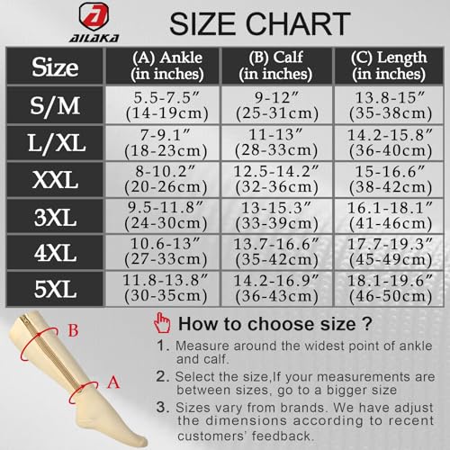Image of Ailaka Medical 15-20 mmHg Zipper Compression Socks Women Men