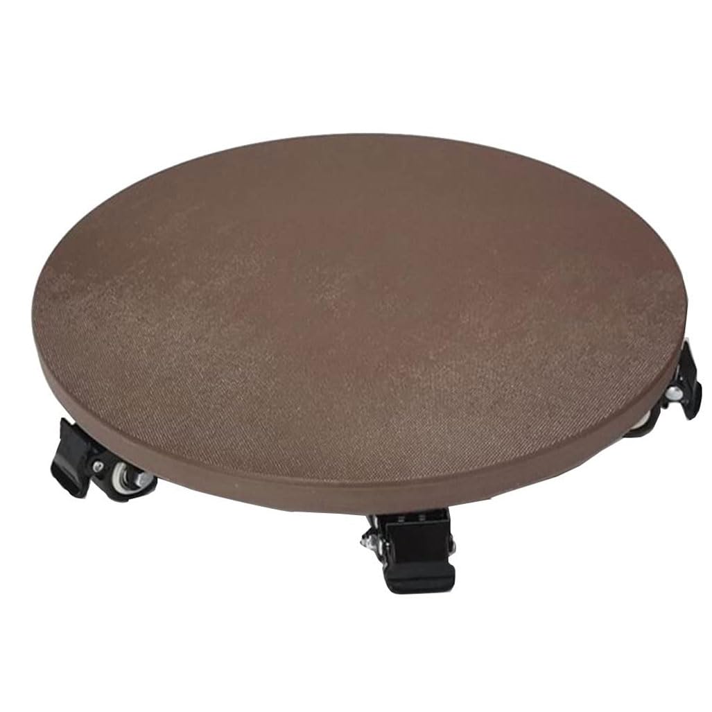 DFGHNBVC Large Wooden Round Plant Caddy For Outdoor Use, Featuring 360° Rotating Casters, Heavy-Duty Rolling Plant Stand With Wheels, And A Wooden Planter Dolly 14Inch,Brown-12Inch