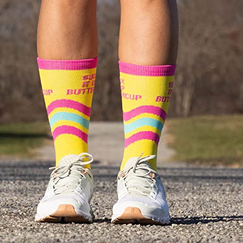Gone For A Run Inspirational Athletic Running Socks | Mid-Calf | Suck It Up Buttercup | Yellow #TOP3
