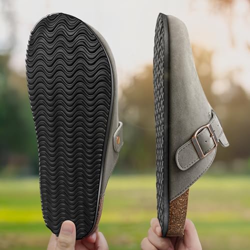 Image of BULLIANT Women Mules Clogs-Memory Foam Cushioned Cork Footbed-Fleece Lined