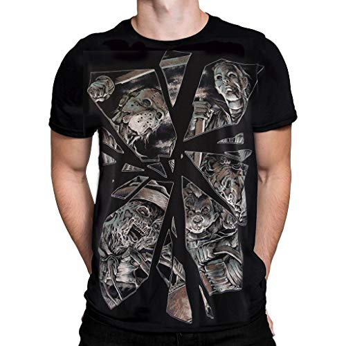 Photo de Darkside Horror Mirror Gothique Occult Mode Hommes Cotton Noir Manche Courte T-Shirt - S