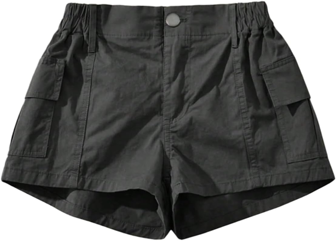 SOLY HUX Women's Cargo Shorts Casual Summer Elastic Waist Streetwear Outfits Loose Fit Shorts with Pockets