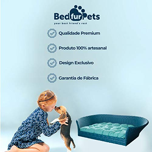 Cama Pet Cachorro Porte Grande Até 25kg 100x60cm Fibra Sintética Tiffany Luxo Veludo - BedFurPets