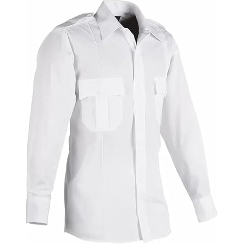 First Class 100% Polyester Long Sleeve Men's Uniform Shirt White
