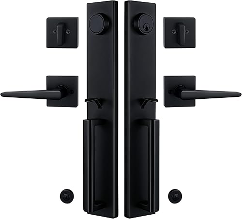 Miniatura 2 de NEWBANG (Manija con llave y ficticia + mango (llave), con cilindros de las mismas llaves en acabado negro mate