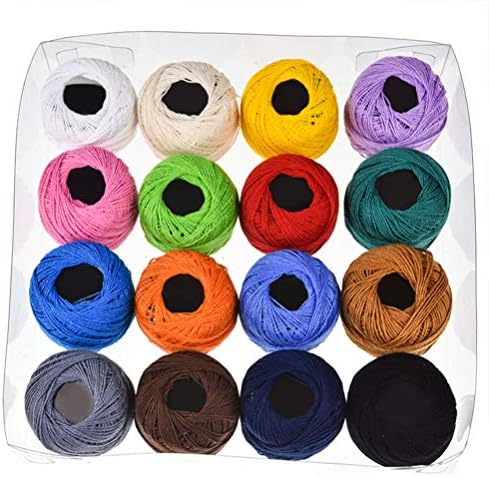 Exceart 16 Roll Crochet Thread Cotton Thread Balls Embroidery Yarn Rainbow Color Cross Stitch Threads Craft Sewing Supplies for Home Gift Making