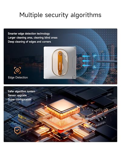 Fensterputzroboter, intelligente Fensterscheiben Reinigung mit Dual-Wasserspray Reinigungsplanung, 6000 PA, Randerkennungstechnologie für Innen- und Außenfenster, mit 150 ML Tank