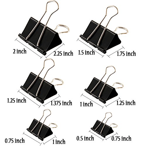 Binder Clips Paper Clamp For Paper-130 Pcs Clips Paper Binder Assorted Sizes (Black) #TOP1