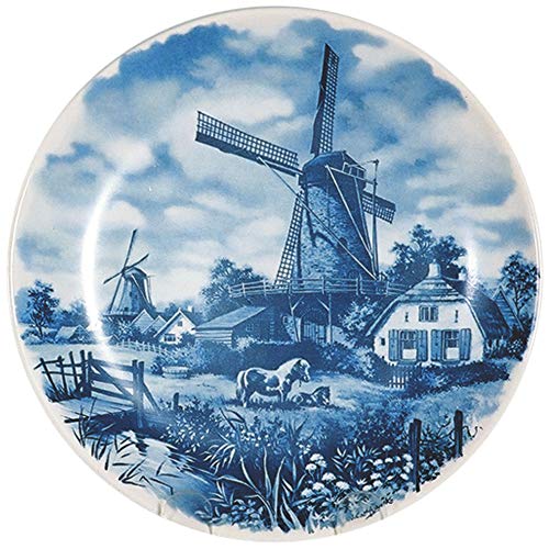 Essence of Europe Gifts Collectible Dutch Gift J.C Van Hunnik Windmill and Pony Scene Decorative Blue 8