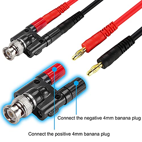 HAAMNING7 BNC-Stecker auf 4mm Bananenbuchse Oszilloskop Adapter, 2 Stück Oscilloscope BNC Stecker auf Dual 4mm Bananen Buchse, 2 Stück BNC Buchse auf Dual 4mm Bananen Buchse