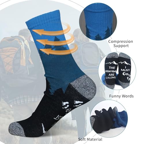 ANOTION Funny Hiking Socks for Men & Women - Moisture Wicking Lightweight Compression Socks,Women Hiking Socks Summer4