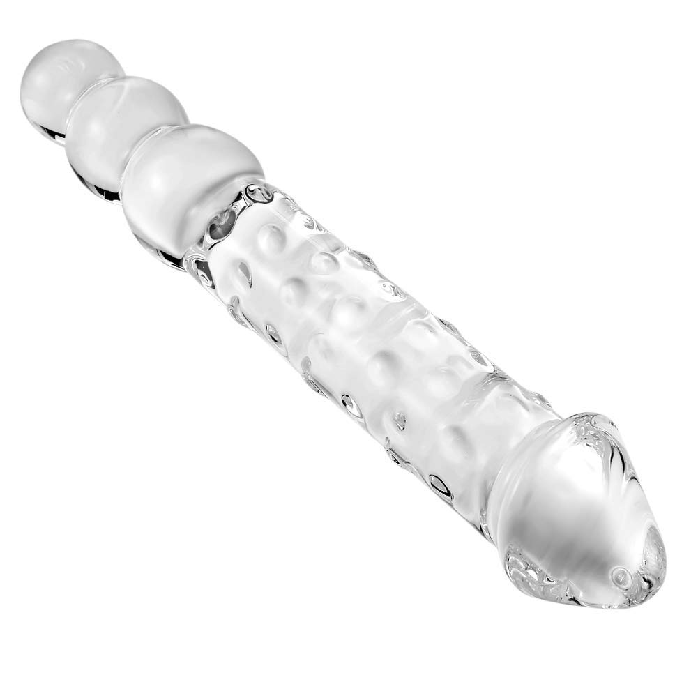 SXOVO Big Glass Dildo Penis Double Headed 30cm G Spot Stimulator Adult Beaded Butt Plug Pene Masturbación Juguetes sexuales Mujeres Hombres Pareja