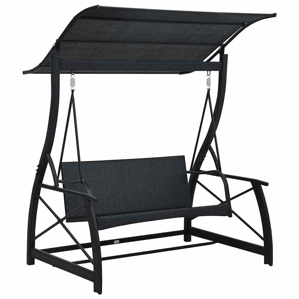 Generisch Hollywoodschaukel 3 - Sitzer mit Dach Poly Rattan Schwarz 41.14kg