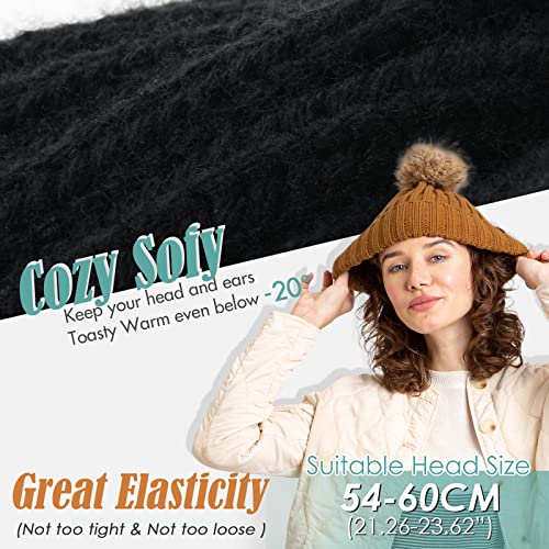 Furtalk Womens Beanie Satin Lined Knitted Beanie With Pom Winter Hat For Women Black #TOP2