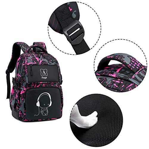 Asge Schulrucksack Mädchen Teenager Rucksack Maedchen Coole Schule Daypacks Kinder Reflektierender Schultasche Damen Outdoor Camping Groß Schulranzen Wasserdicht Ranzen Federmäppchen Set