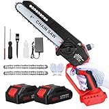 8 Inch Cordless Chainsaw Brushless, 2023 Upgraded Sofrose Mini Chainsaw with Auto-oil System 2x2.0Ah Batteries Portable Handheld Electric Chain Saw Pruning Chainsaw for Branch Tree Cutting Pruning