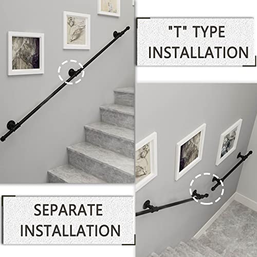 Garde-corps d'escalier en métal noir antidérapant 1 m à 6 m