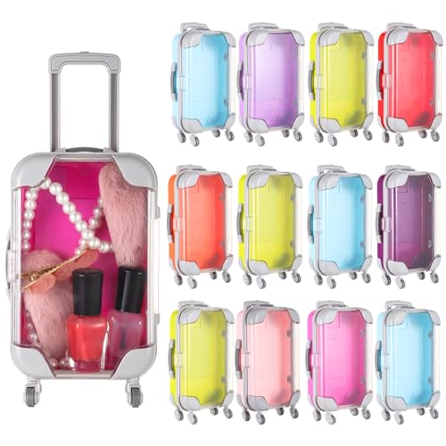 12 PCS Mini Suitcase Storage Boxes, 6.3×3.7×2 Inch Assorted Color...