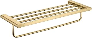 Bathroom Towel Rack 304 Stainless Steel Towel Bar Brushed Gold Towel Rails Heavy Duty Towel Holder Wall Mounted Towel Storage Rack for Bathroom, Kitchen, Hotel, Screw Installation