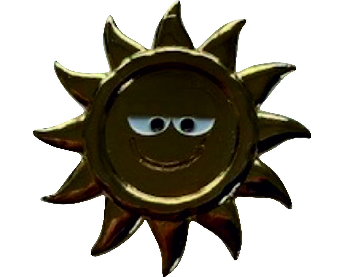 Mainly Metal Multi-Coloured Metal Enamel Pin Badge Brooch - Smiley Sunshine (Gold Plated Sun Face)