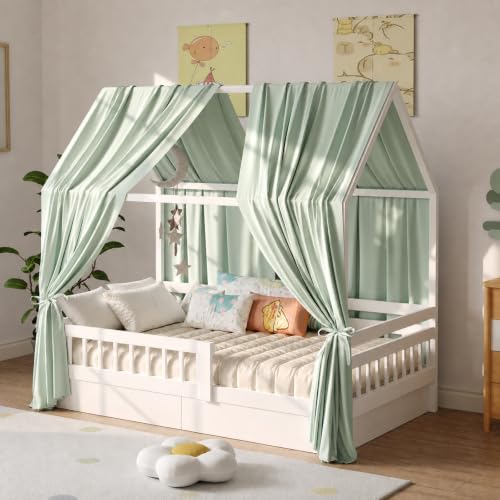 Zdada Hausbett Himmel Deko Set, Betthimmel Hausbett 67 x 270 cm Grün