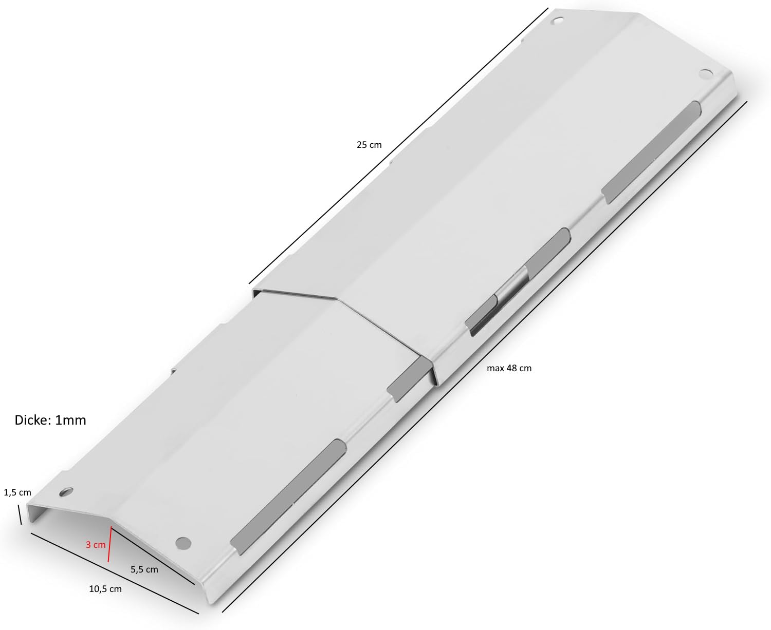 gardivo Aromaschienen verstellbar Edelstahl Premium Universal gasgrill Brennerabdeckung einstellbar Flavorizer Bars zubehör hitzeschild Brennerabdeckung Flammenblech Flammenverteiler (4)