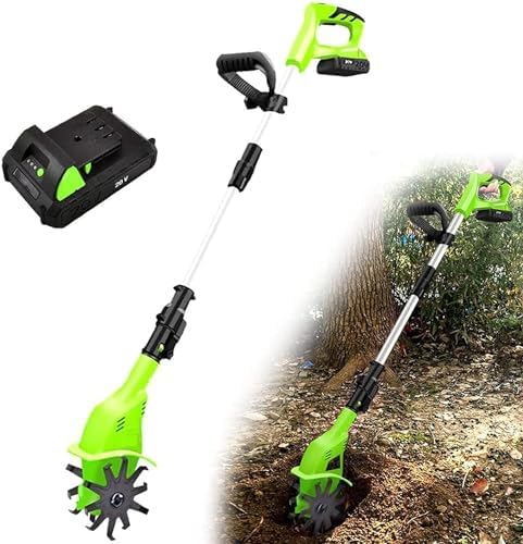 Terra da Giardino Elettrico, rotavatore a cordone con Batteria Ricaricabile, rotavatore Elettrico Portatile, profondità della Lavorazione della Lavorazione di Terreno 25 cm, Larghezza di Terra