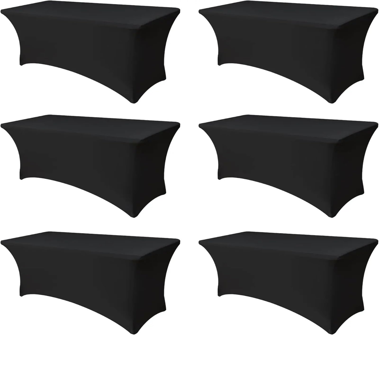 SNGUOQ 6 Pcs Table Cover For Foot Rectangle Tables Fitted Stretch Tablecloth Elastic 6ft Folding Tablecloths For Party For Event, Wedding(Black)
