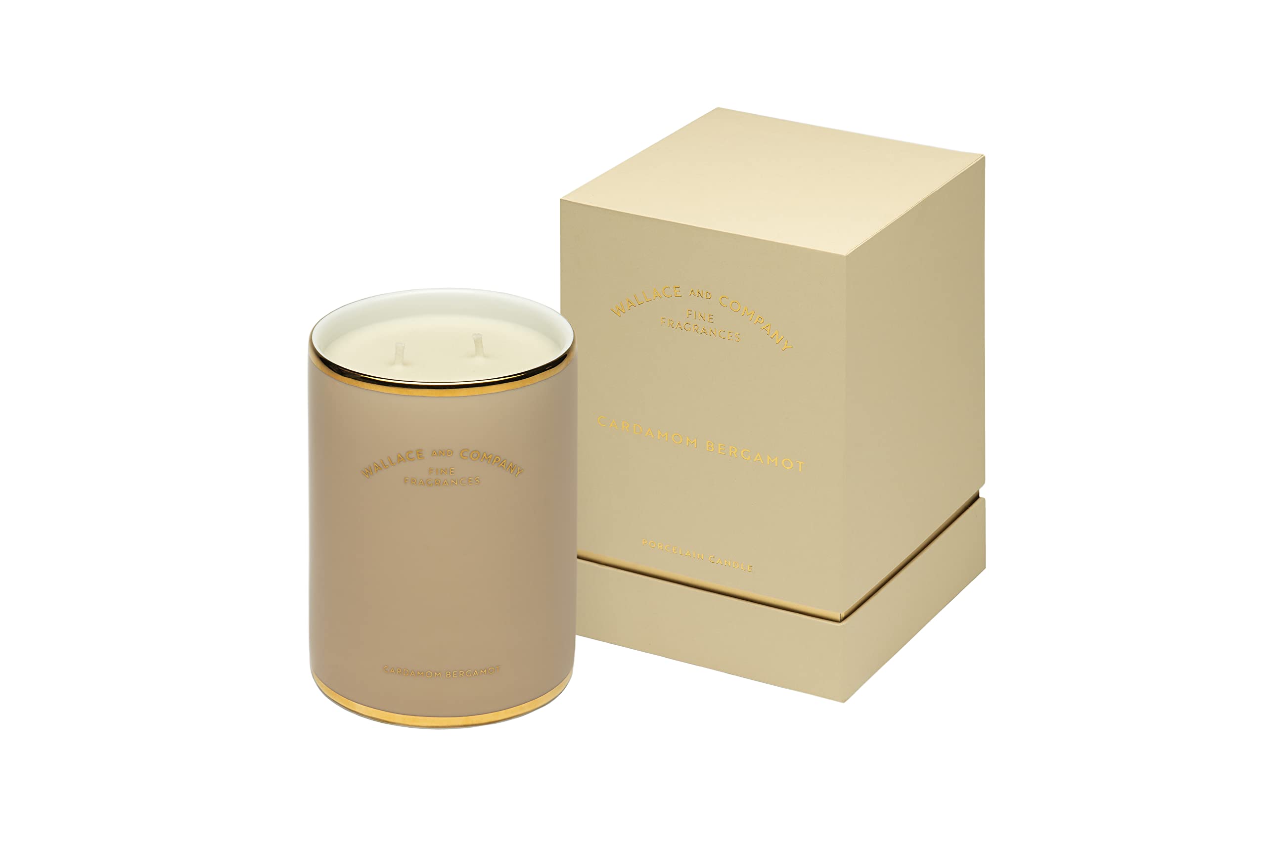 Sponsored Ad – WALLACE & COMPANY and Luxury 2-Wick Large Scented Porcelain Candle - Cardamom Bergamot, 750ml - Soy Wax with Pure Cotton Wick, 60-Hour Burn Time