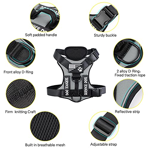 Demigreat Service Dog Harness, Reflective Dog Vest Harness With 5 Pcs Patches, Adjustable Soft Oxford Pet Harness, Inner Layer Mesh, Easy To Control For Small Medium Large Dogs #TOP2