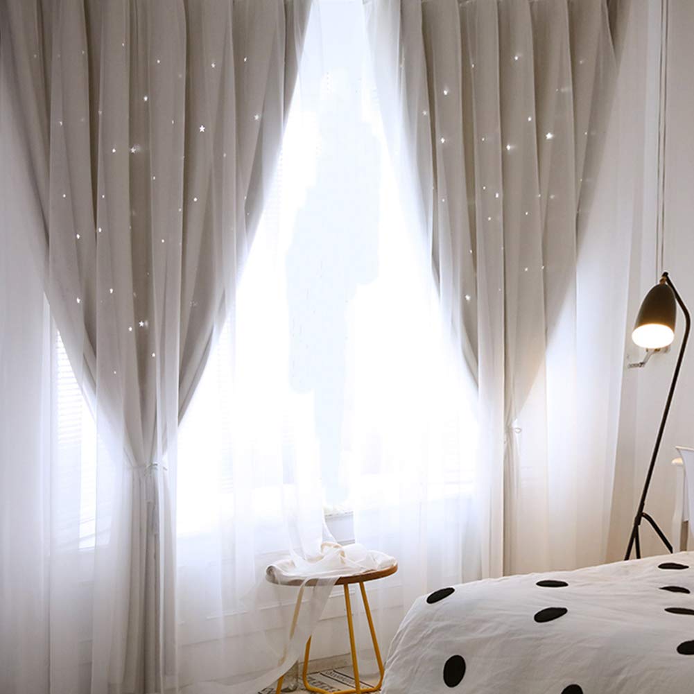 Rideau occultant double couche pour chambre d'enfant avec tulle