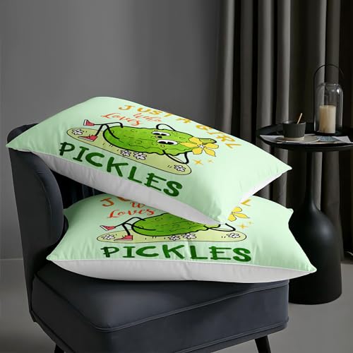 Image of AILONEN Pickle Comforter Set Twin Size, Cartoon Vegetable Printed Bedding Set,Just A Girl Who Loves Pickles Comforter Sets for Girls Kids,Cute Cucumber Pattern Duvet Set 3Pc,1 Quilt and 2 Pillowcases