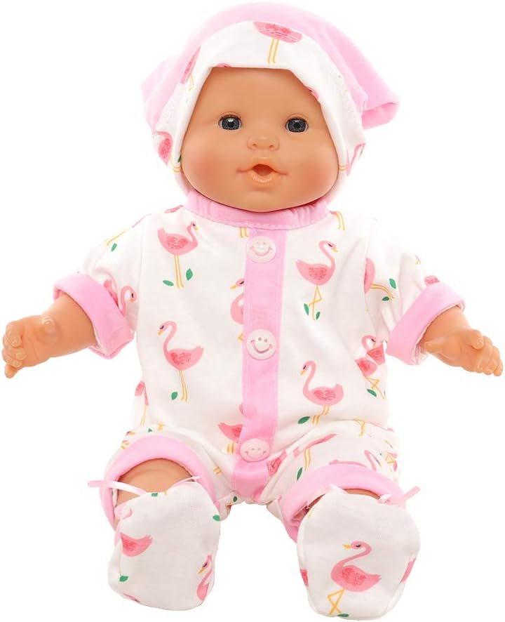 Baby Doll Casual Cute Handmade Dress Suit with Hat Set for 14-16 Inch Dolls image 4