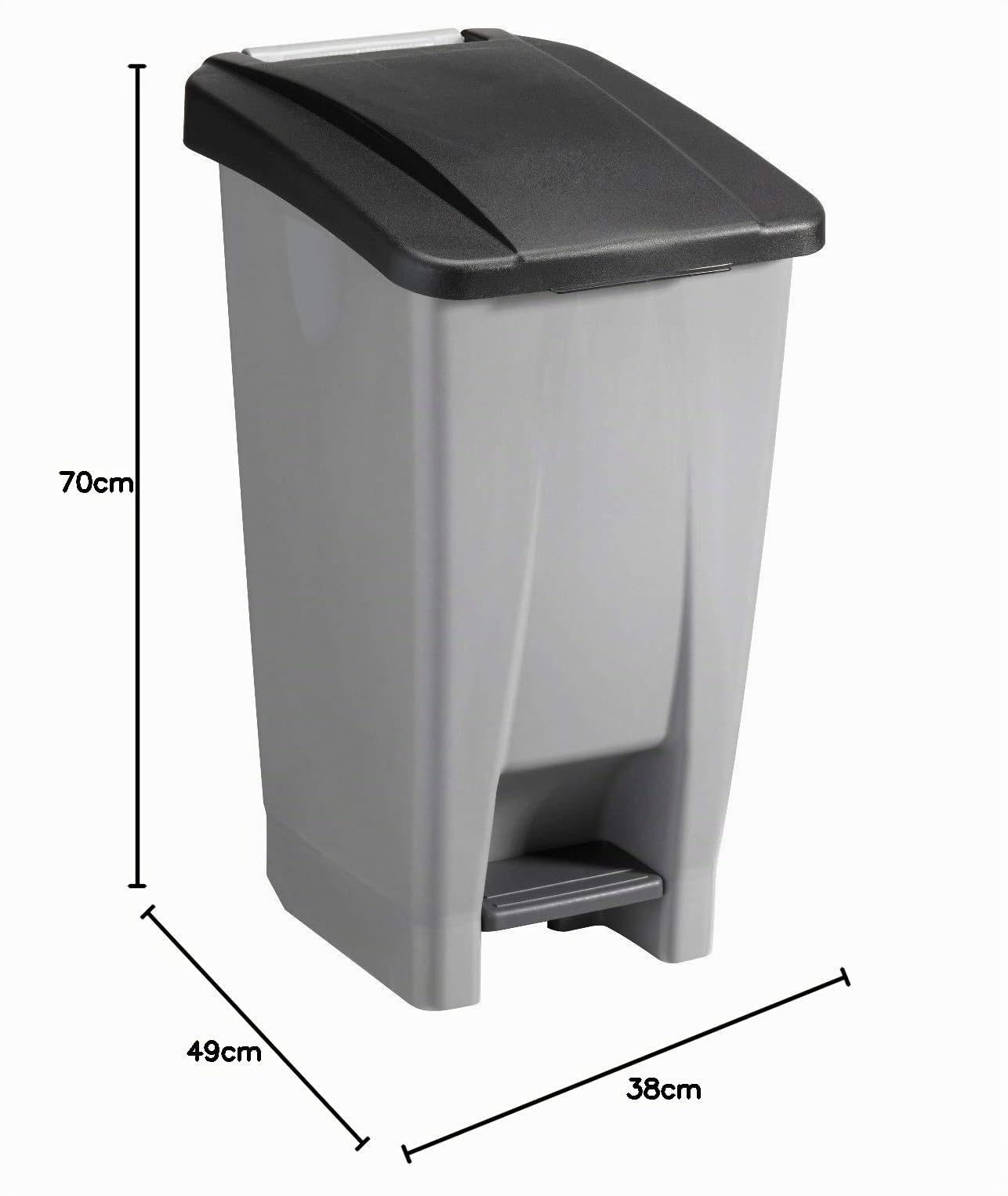Sunware Basic Poubelle 60 l – 49 x 38 x 70 cm – avec Roues, pédales/poignée – Gris/Noir