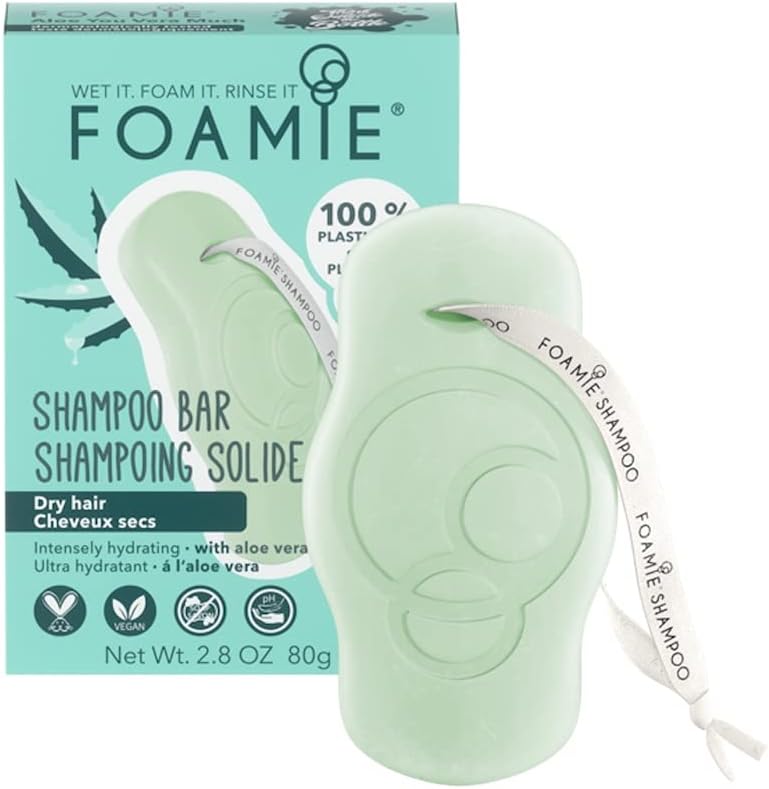 Foamie Solid Shampoo I Shampoo Bar for Dry Hair with Aloe Vera & Almond Oil I Moisturising Hair Care I 100% Vegan & Plastic-Free I 80g