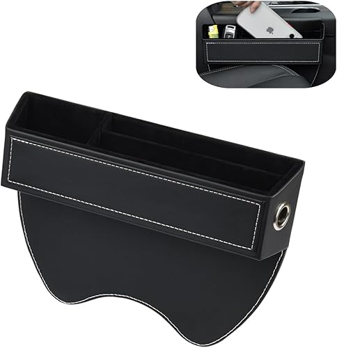 keketuohai Caja de almacenamiento de cuero para asiento de automóvil, paquete de 2 unidades para asiento de automóvil, relleno de espacio de