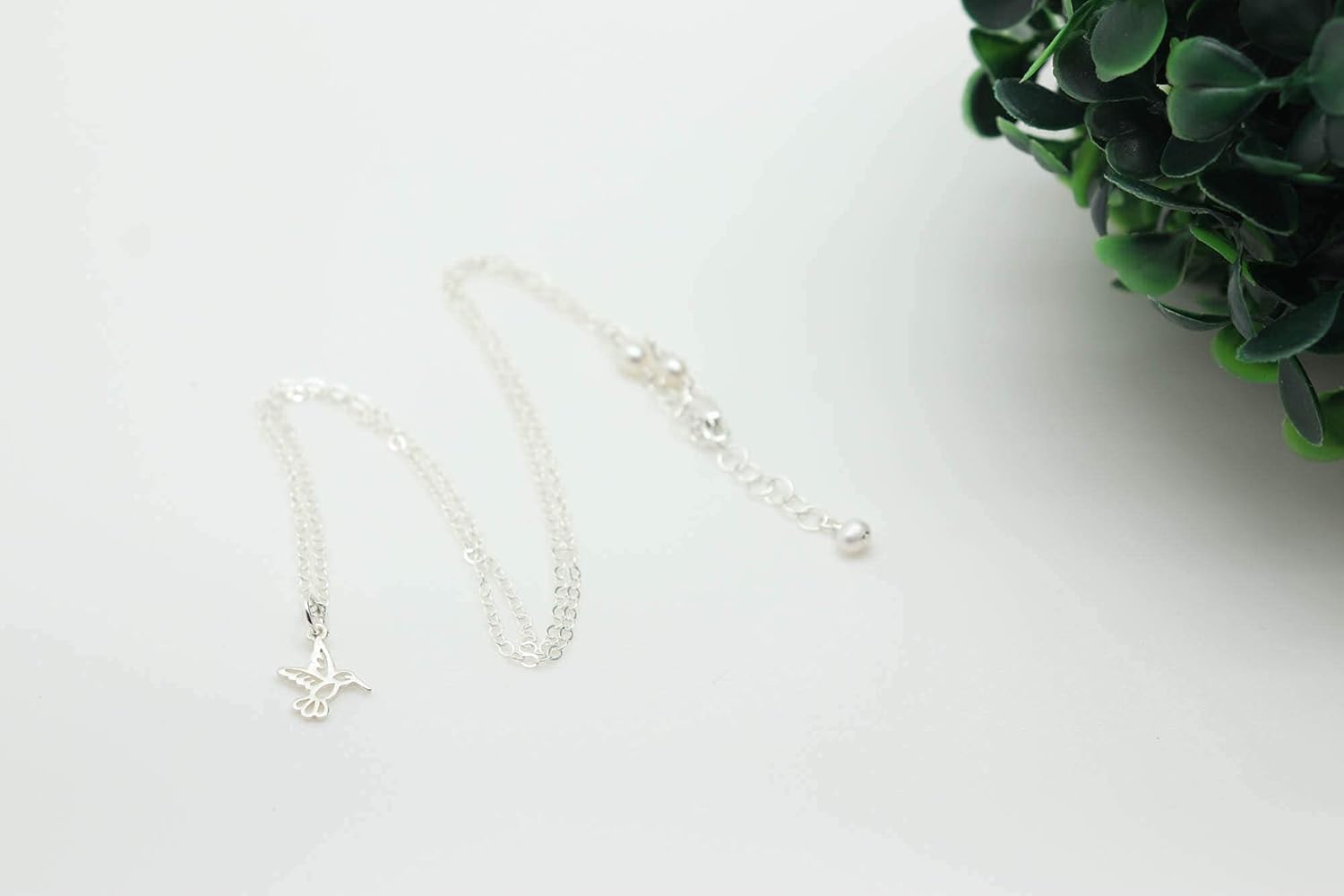 Small Hummingbird Sterling Silver Charm Necklace Bird