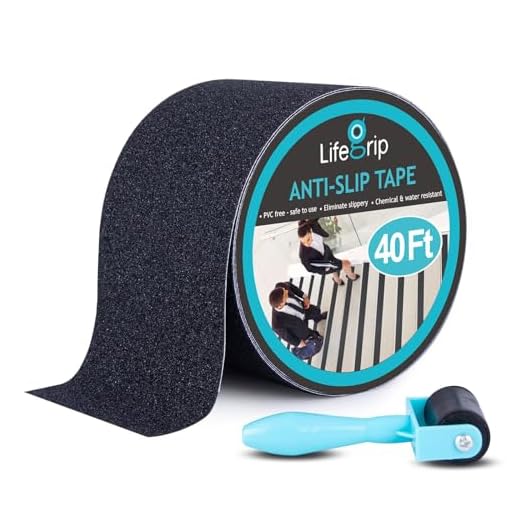 Anti Slip Traction Tape, 4 Inch x 40 Foot with Application Roller- Best Grip, Friction, Abrasive Adhesive for Stairs, Tread Step, Indoor, Outdoor (4" X 40' Tape + Roller)