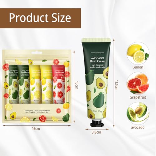 LOPHE Hand Cream, 5 x 30g Moisturising Hand Cream with Natural Plant Flower Fruit Flavour Gentle, Travel Size - Image 2