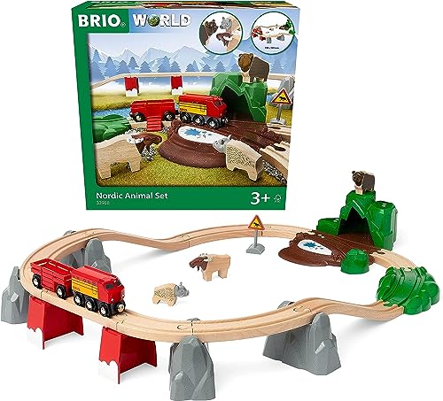 BRIO World 33988 Nordische Waldtiere Set - Zubehör für die BRIO Holzeisenbahn - Empfohlen ab 3 Jahren
