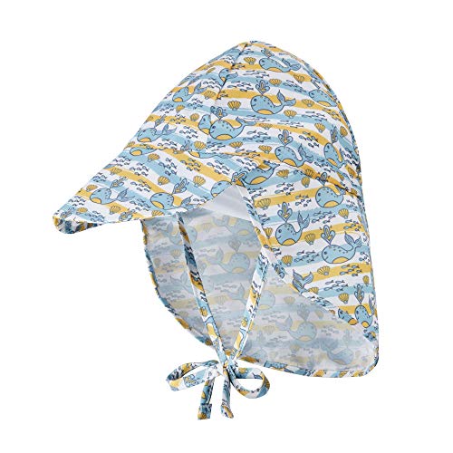 Atuka Baby Sonnenhut Unisex Sonnenmütze Atmungsaktiver Kinder Strand Mützen Flapper mit Bindebändern und Nackenschutz Sommer Sonnenhut (Octopus, 44-48cm/3-18 Monate) Cover